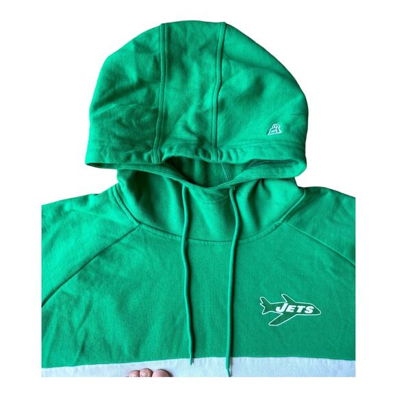 New York Jets New Era Colorblock Throwback Pullover Hoodie Black/Green size 3X - Picture 5 of 10